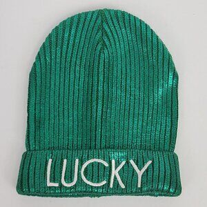 Claire's Lucky Green Foil Knit Beanie